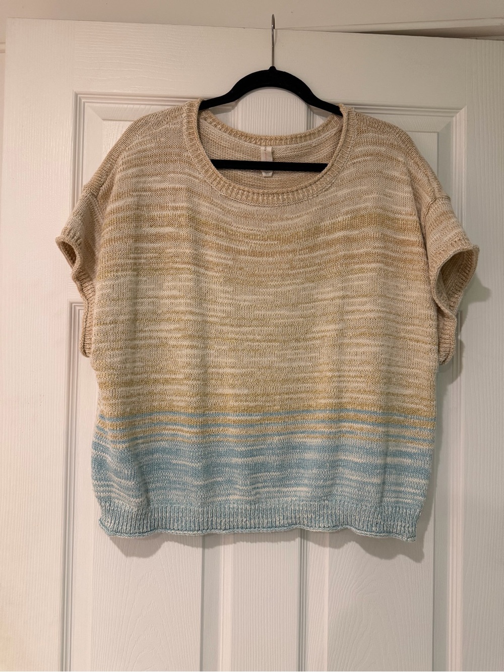 Anthropologie Scoop-Neck Striped Knit Sweater in Cream, Yellow & Light Blue